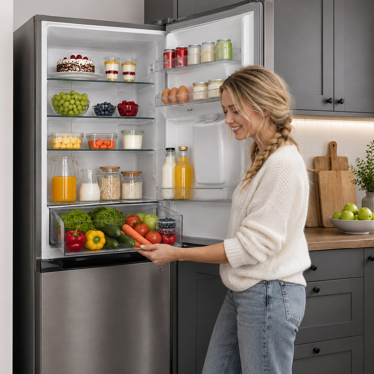 Frigo congélateur Heinner HCNF-HM291INVXWDE – 291 L – No Frost – Inverter – Distributeur d’eau – inox – 5 ans de garantie
