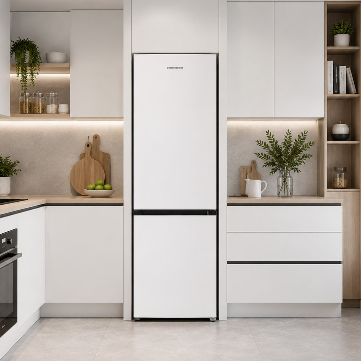 Frigo congélateur Heinner HCNF-HM326INVE – 326 L – No Frost – Super Freezing – porte réversible – blanc – classe énergétique E