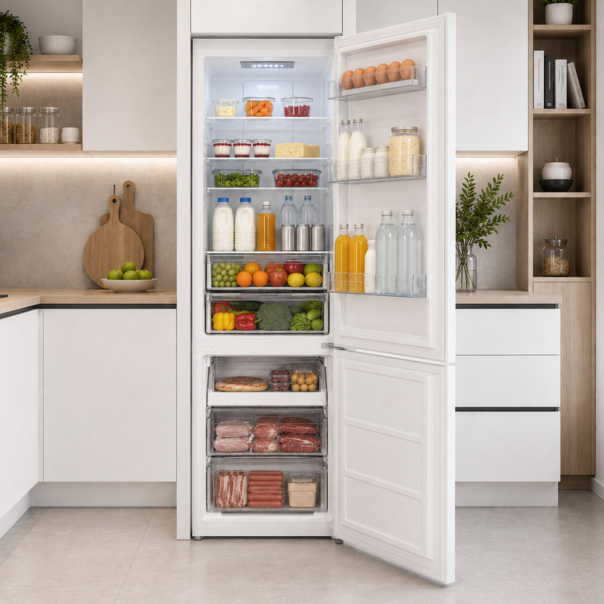 Frigo congélateur Heinner HCNF-HM326INVE – 326 L – No Frost – Super Freezing – porte réversible – blanc – classe énergétique E
