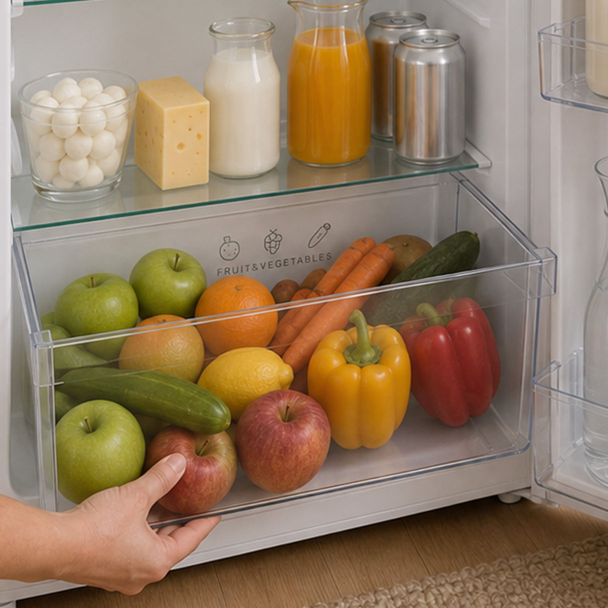 Heinner Under Counter Fridge HF-M113E – 113 L – LED lighting – reversible door – white – energy rating E