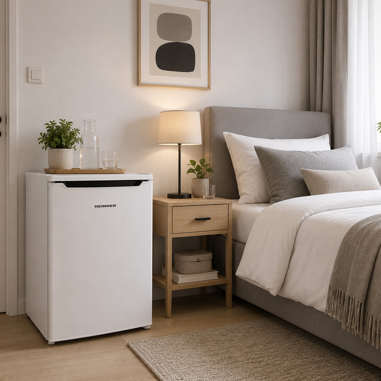 Heinner Under Counter Fridge HF-M113E – 113 L – LED lighting – reversible door – white – energy rating E