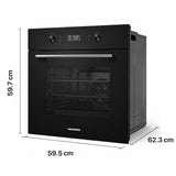 Four encastrable Heinner HBO-M7010GCDRP-GBK – 70 L – autonettoyage pyrolytique – chaleur tournante, gril, fermentation – écran tactile – classe énergétique A – verre noir – 5 ans de garantie