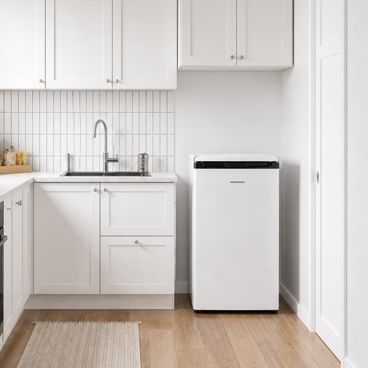 Frigo table top Heinner HF-M131E – 131 L – mécanique thermostat – porte réversible – blanc – 5 ans de garantie