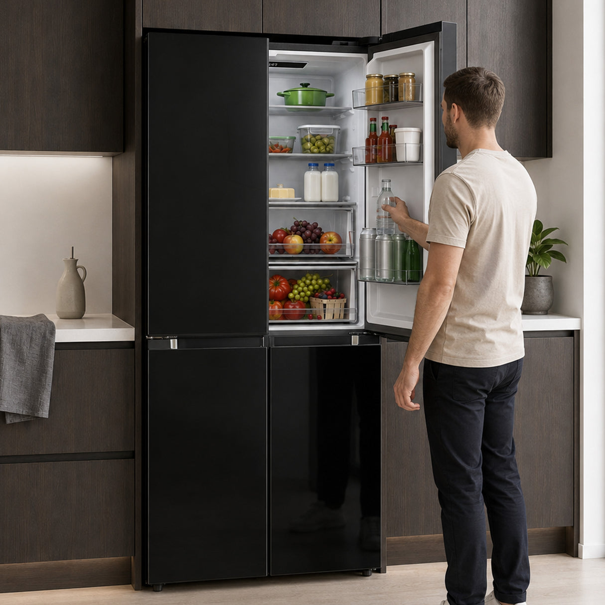 Frigo américain side-by-side Heinner HSBS-M515MDINVHGBKE – 515 L – No Frost – Inverter – verre noir