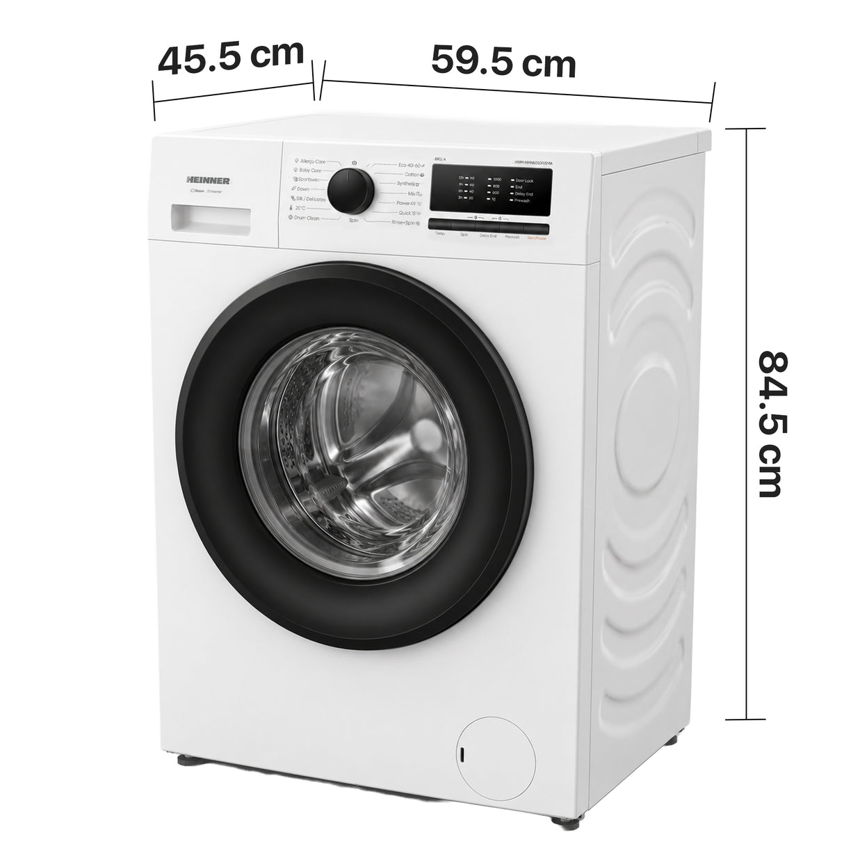 Machine à laver Heinner HWM-HMN6010IVSMA – 6 kg – 1000 tours/min – classe énergétique A