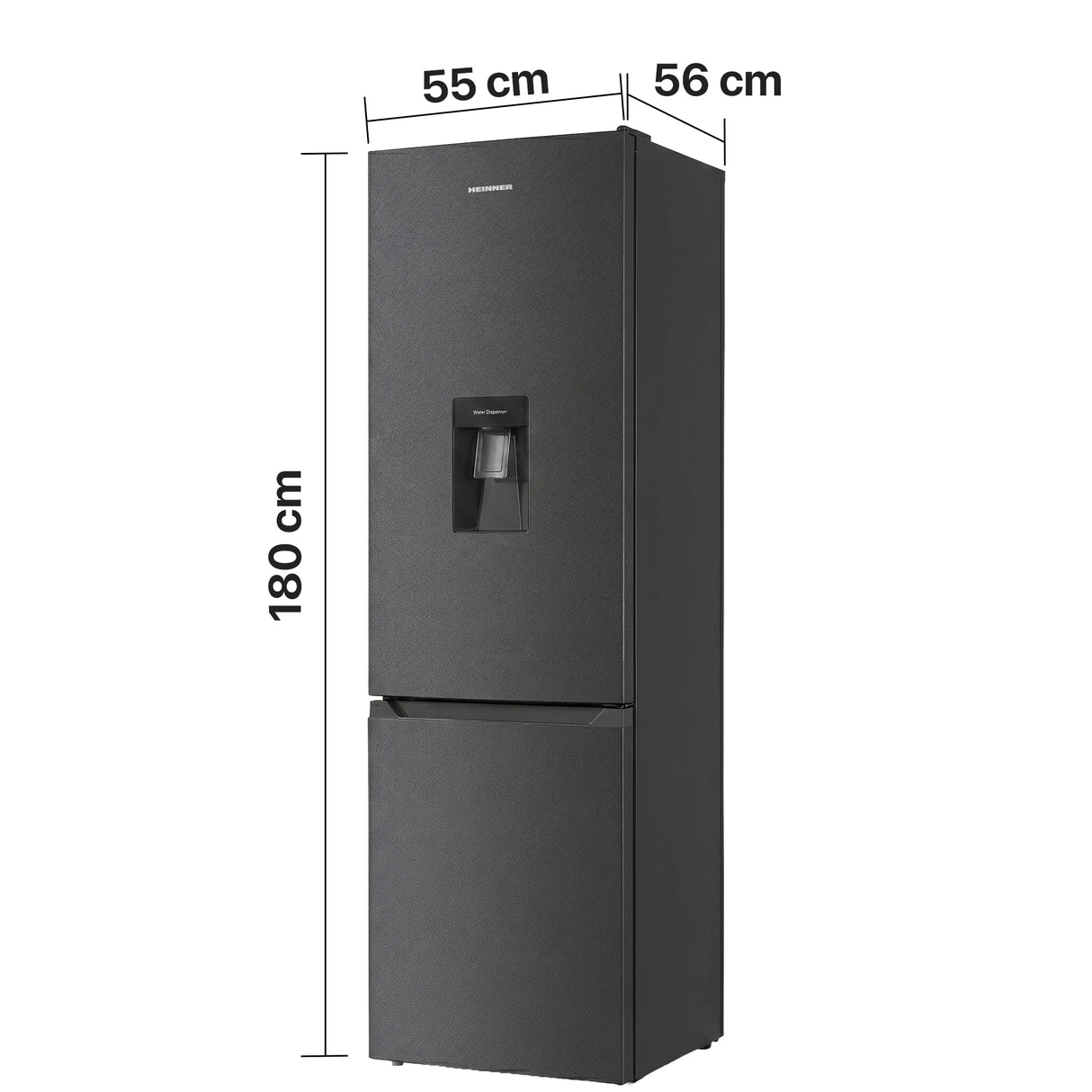 Frigo congélateur Heinner HC-HM260DGWDE – 260 litres – distributeur d’eau – classe énergétique E