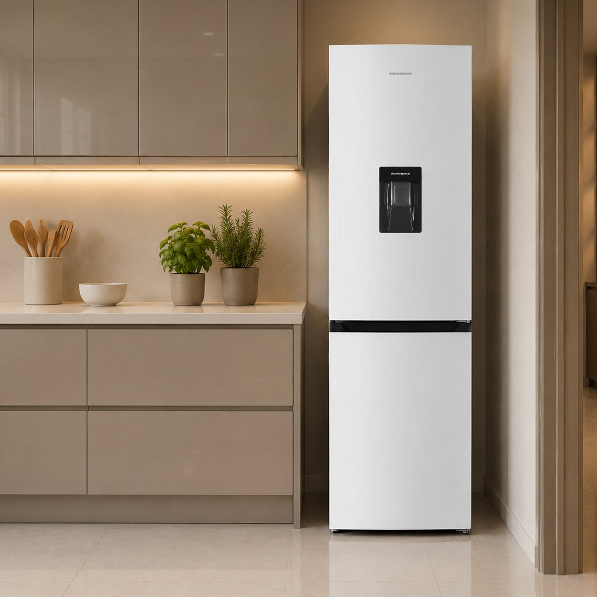 Frigo congélateur Heinner HCNF-HM291INVWDE – 291 litres – No Frost – inverter – distributeur d’eau – classe énergétique E – blanc