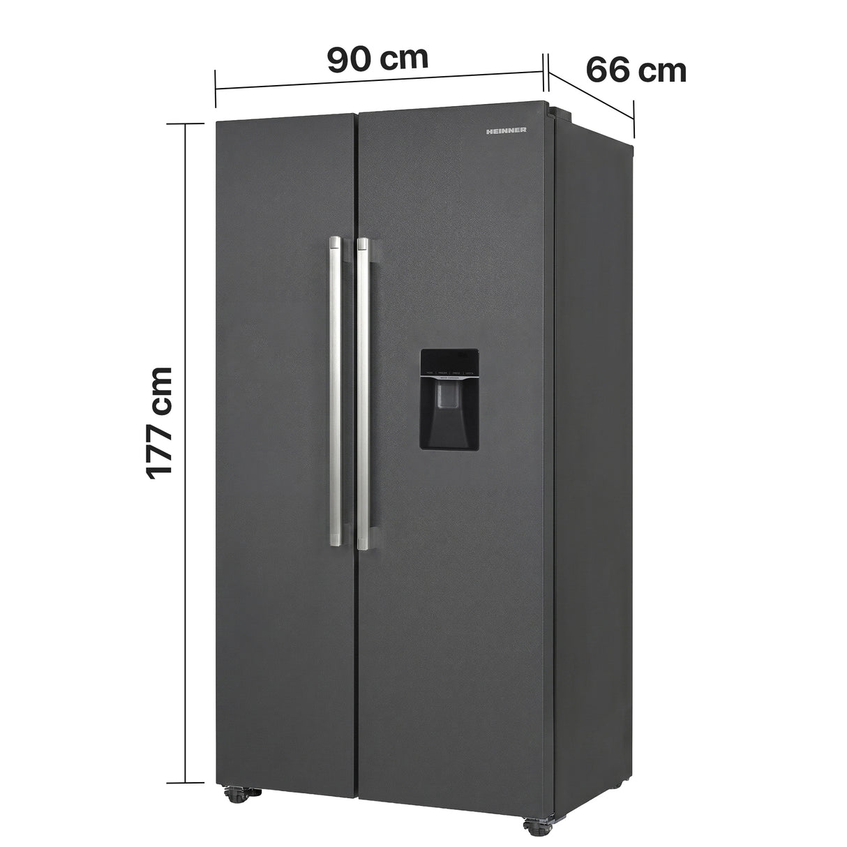 Frigo américain avec distributeur d’eau Heinner HSBS-HM529NFINVDGWDE++ – 529 L – No Frost – compresseur inverter – Anthracite