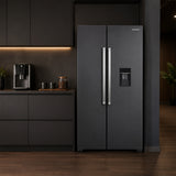 Frigo américain avec distributeur d’eau Heinner HSBS-HM439NFINVDGWDE++ – 439 L – No Frost – Anthracite