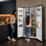 Frigo américain avec distributeur d’eau Heinner HSBS-HM439NFINVDGWDE++ – 439 L – No Frost – Anthracite