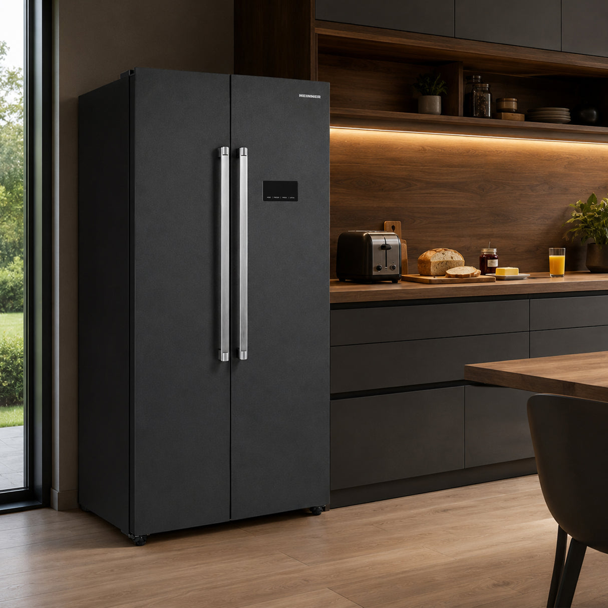 Frigo américain Heinner HSBS-HM442NFINVDGE++ – 442L – No Frost – Anthracite