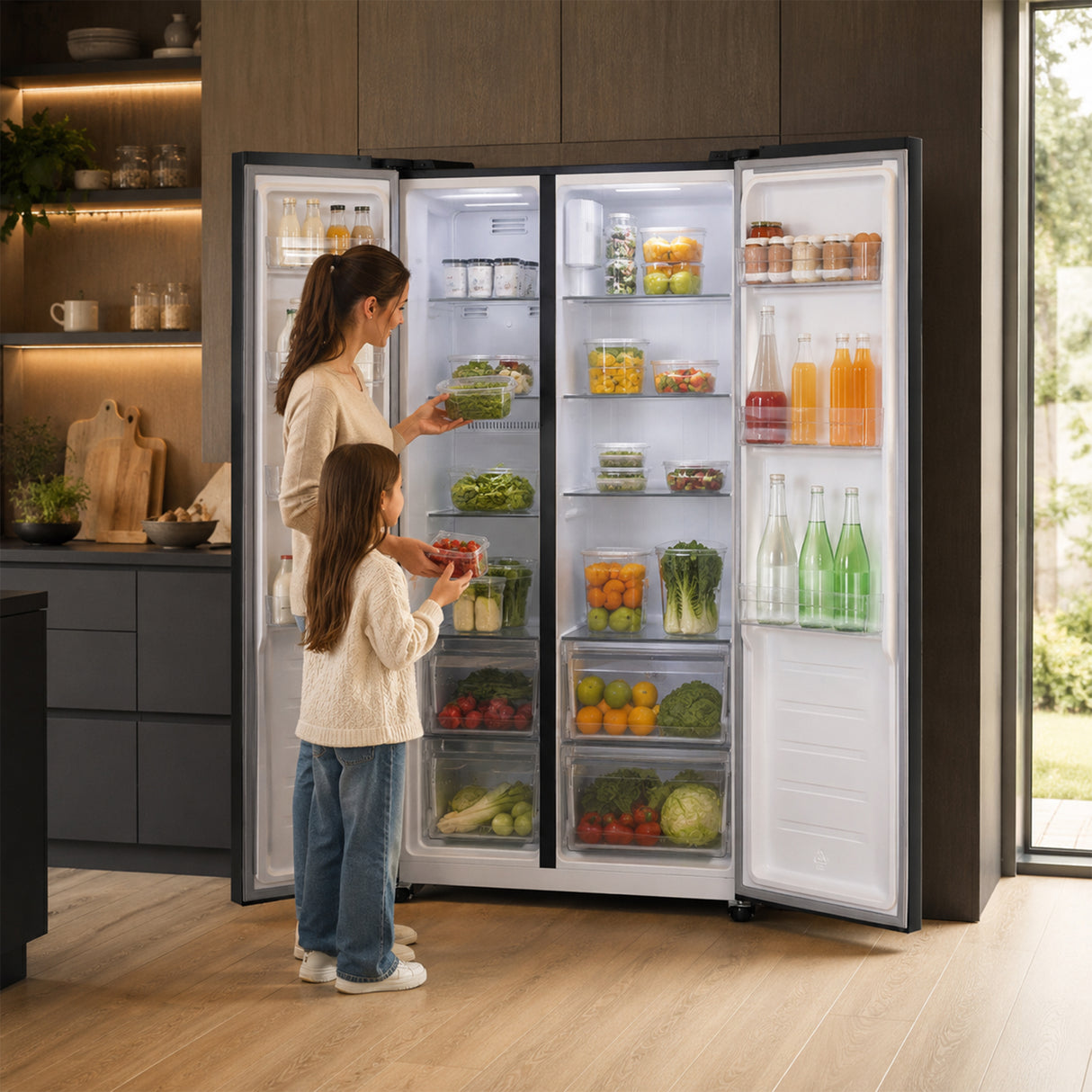 Frigo américain Heinner HSBS-HM442NFINVDGE++ – 442L – No Frost – Anthracite