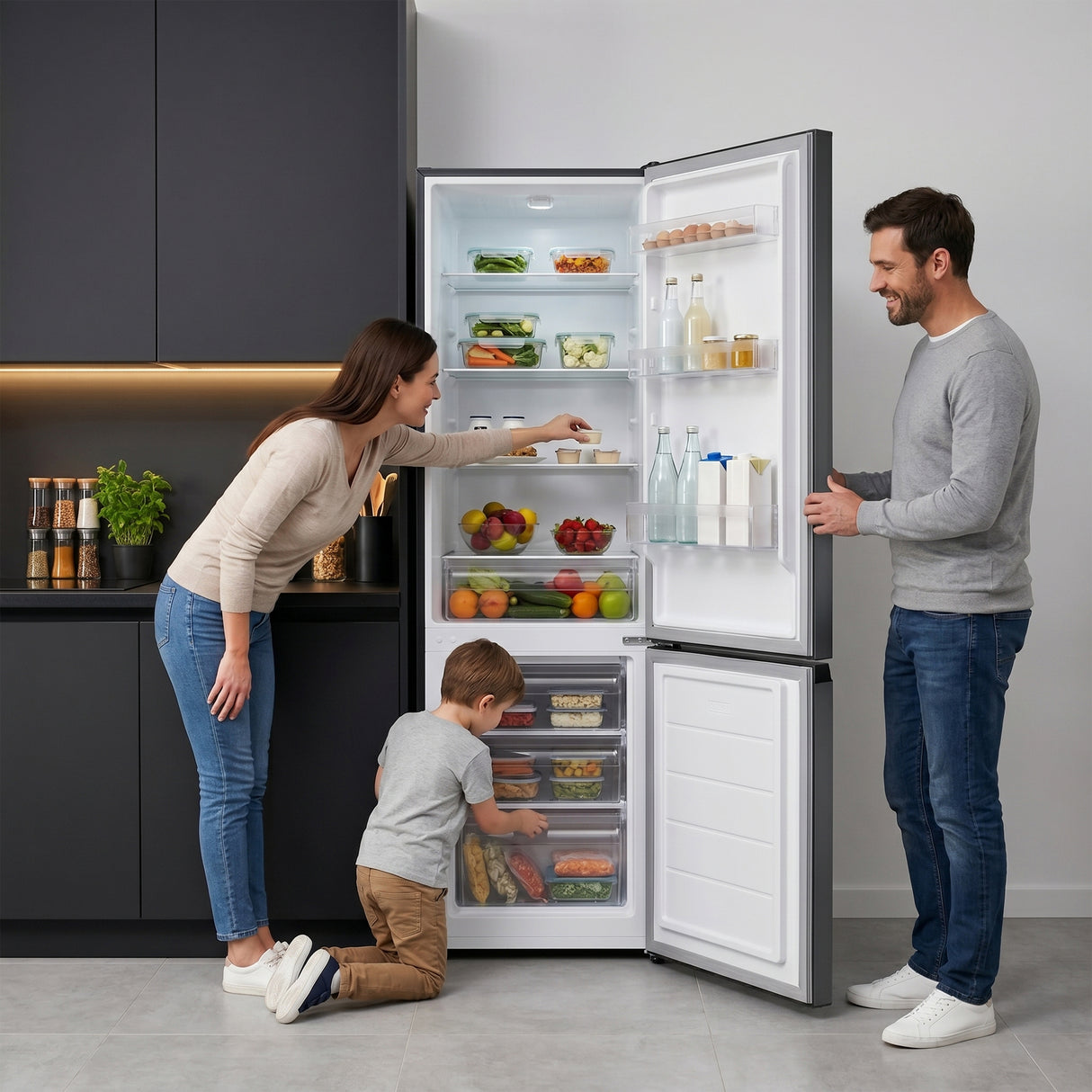 Frigo congélateur Heinner HC-HM262DGE – 262 litres – classe énergétique E – anthracite
