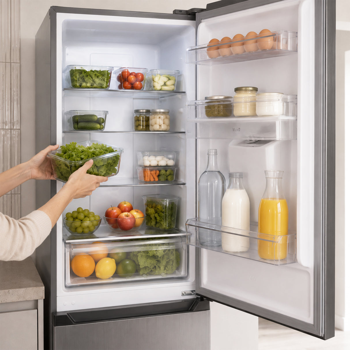 Frigo congélateur Heinner HCNF-HM291INVXWDD – 291 L – Total No Frost – compresseur inverter – Classe énergétique D – Thermostat réglable – Éclairage LED – inox – 185 cm – 5 ans de garantie