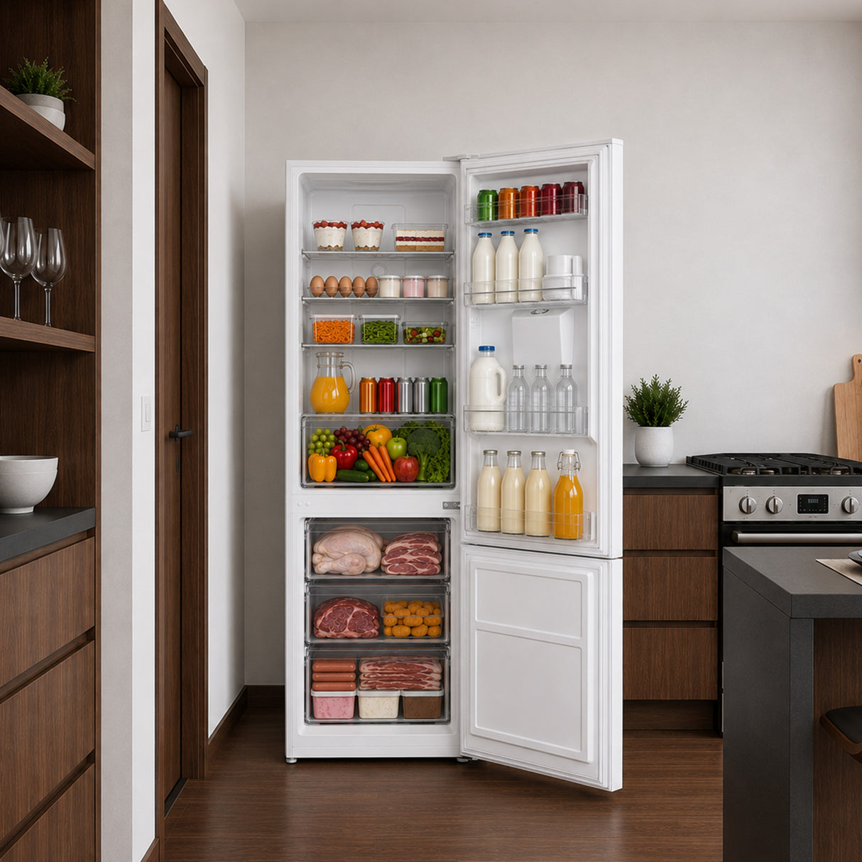 Frigo congélateur Heinner HCNF-HM291INVWDD – 291 L – Total No Frost – compresseur inverter – Classe énergétique D – Thermostat réglable – Éclairage LED – Blanc – 185 cm – 5 ans de garantie