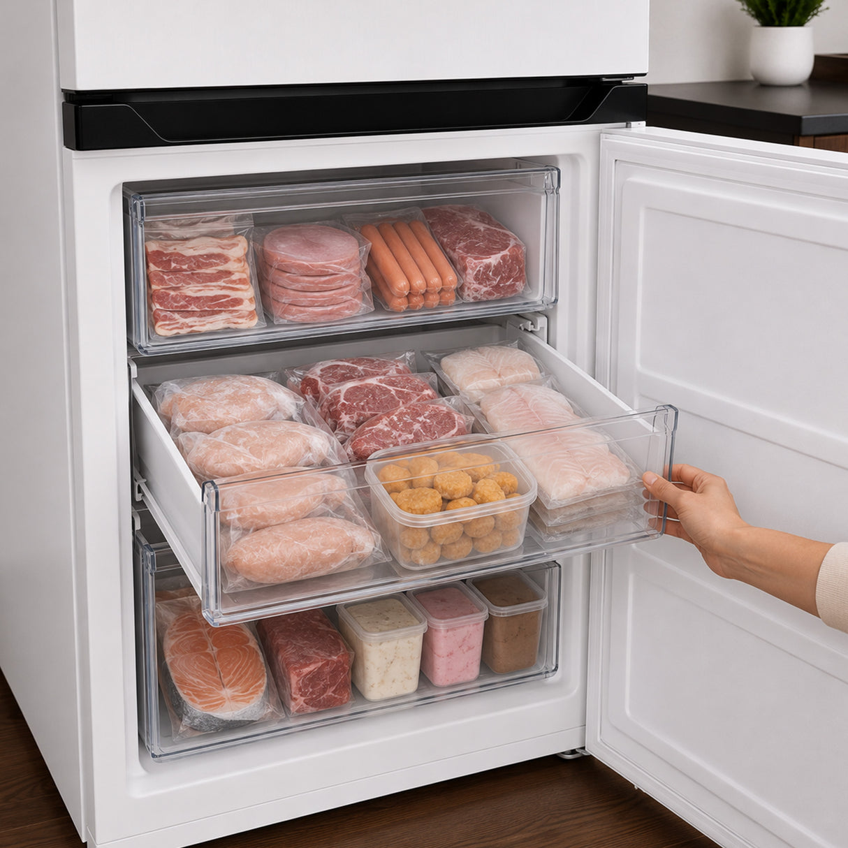 Frigo congélateur Heinner HCNF-HM291INVWDD – 291 L – Total No Frost – compresseur inverter – Classe énergétique D – Thermostat réglable – Éclairage LED – Blanc – 185 cm – 5 ans de garantie