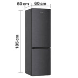 Afmetingen Heinner HCNF-HM293INVDGD: 60 cm breed en 185 cm hoog