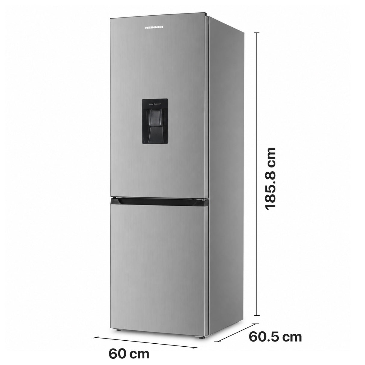 Heinner HC-HM313XWDE++ Koel-vriescombinatie met Waterdispenser – 313 L – Energieklasse E – Elektronische Bediening met Instelbare Thermostaat – LED-verlichting – Omkeerbare Deur – 5 Jaar Garantie