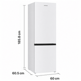 Frigo congélateur Heinner HC-HM315E++ – 315 L – Classe énergétique E – Commande électronique avec Thermostat réglable – Éclairage LED – Porte réversible – Blanc – 5 ans de garantie