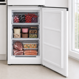 Frigo congélateur Heinner HC-HM315E++ – 315 L – Classe énergétique E – Commande électronique avec Thermostat réglable – Éclairage LED – Porte réversible – Blanc – 5 ans de garantie