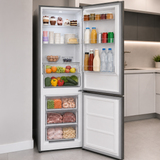 Frigo congélateur Heinner HC-HM315XE++ – 315 L – Classe énergétique E – Thermostat réglable – Éclairage LED – Porte réversible – inox – 5 Ans de garantie