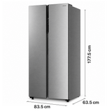 Frigo américain side-by-side Heinner HSBS-M460NFINVXE++ – 460 L – Total No Frost – compresseur inverter – Classe énergétique E – Commande tactile – Super Cooling – Super Freeze – alarme porte ouverte – Sécurité enfant – inox – 5 ans de garantie