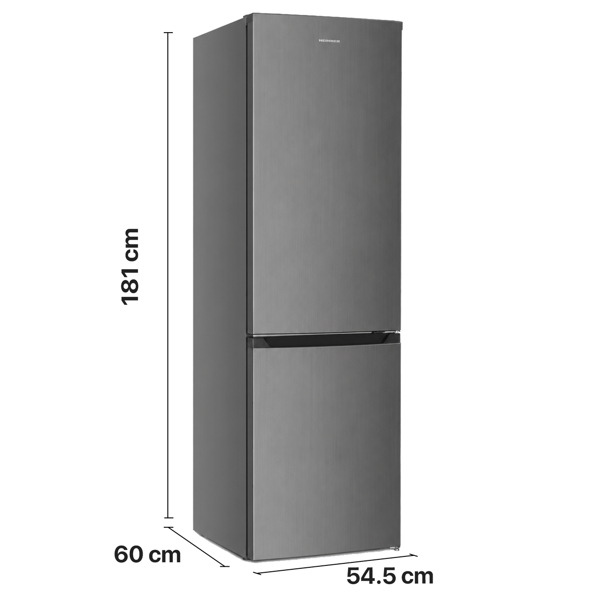Frigo congélateur Heinner HCNF-HM253INVXD – 253 L – Total No Frost – compresseur inverter – Classe énergétique D – Commande électronique avec Thermostat réglable – Éclairage LED – inox – 5 ans de garantie