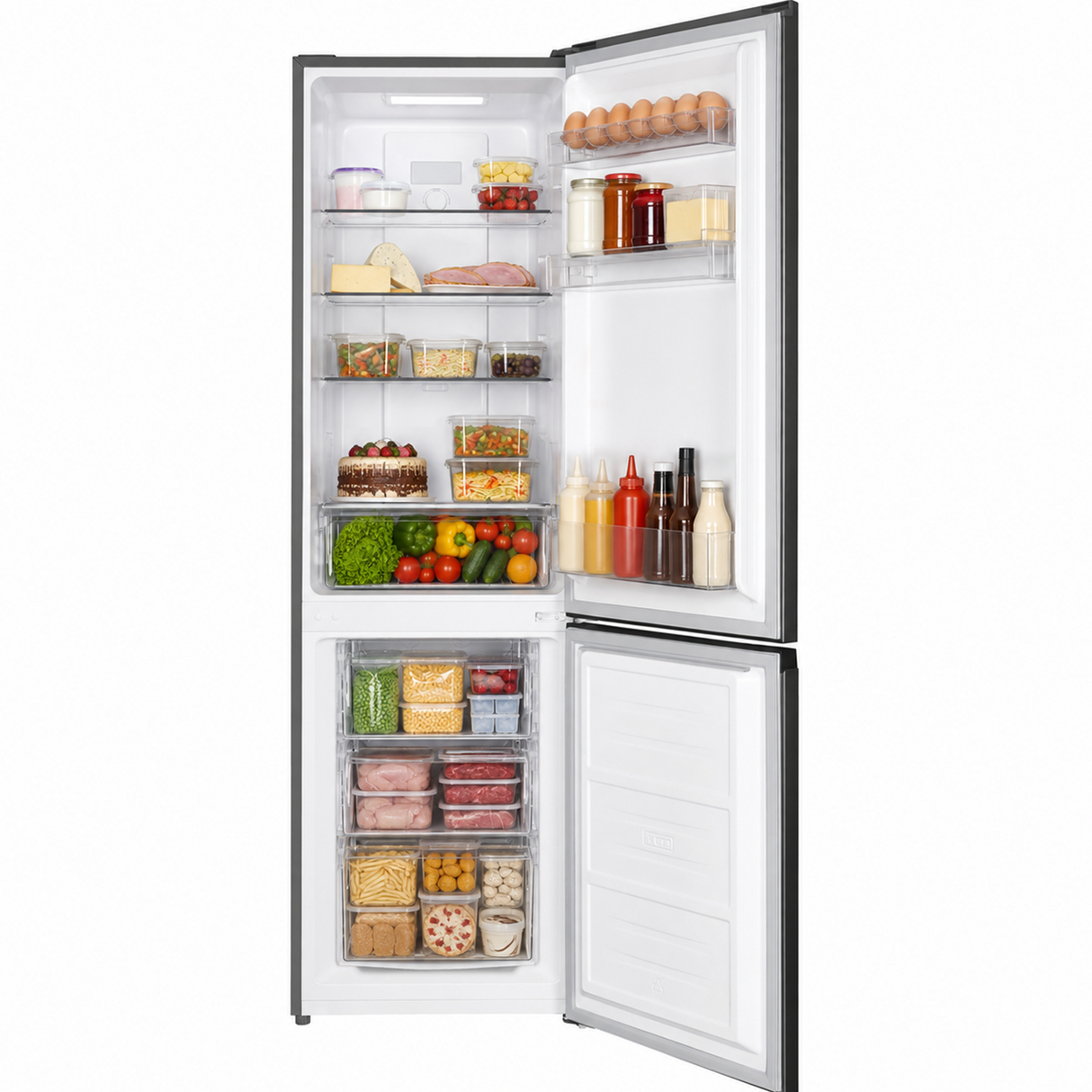 Frigo congélateur Heinner HCNF-HM253INVXD – 253 L – Total No Frost – compresseur inverter – Classe énergétique D – Commande électronique avec Thermostat réglable – Éclairage LED – inox – 5 ans de garantie