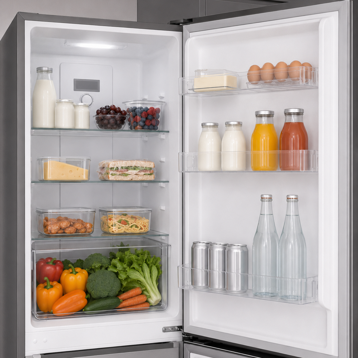 Frigo congélateur Heinner HCNF-HM253INVXD – 253 L – Total No Frost – compresseur inverter – Classe énergétique D – Commande électronique avec Thermostat réglable – Éclairage LED – inox – 5 ans de garantie