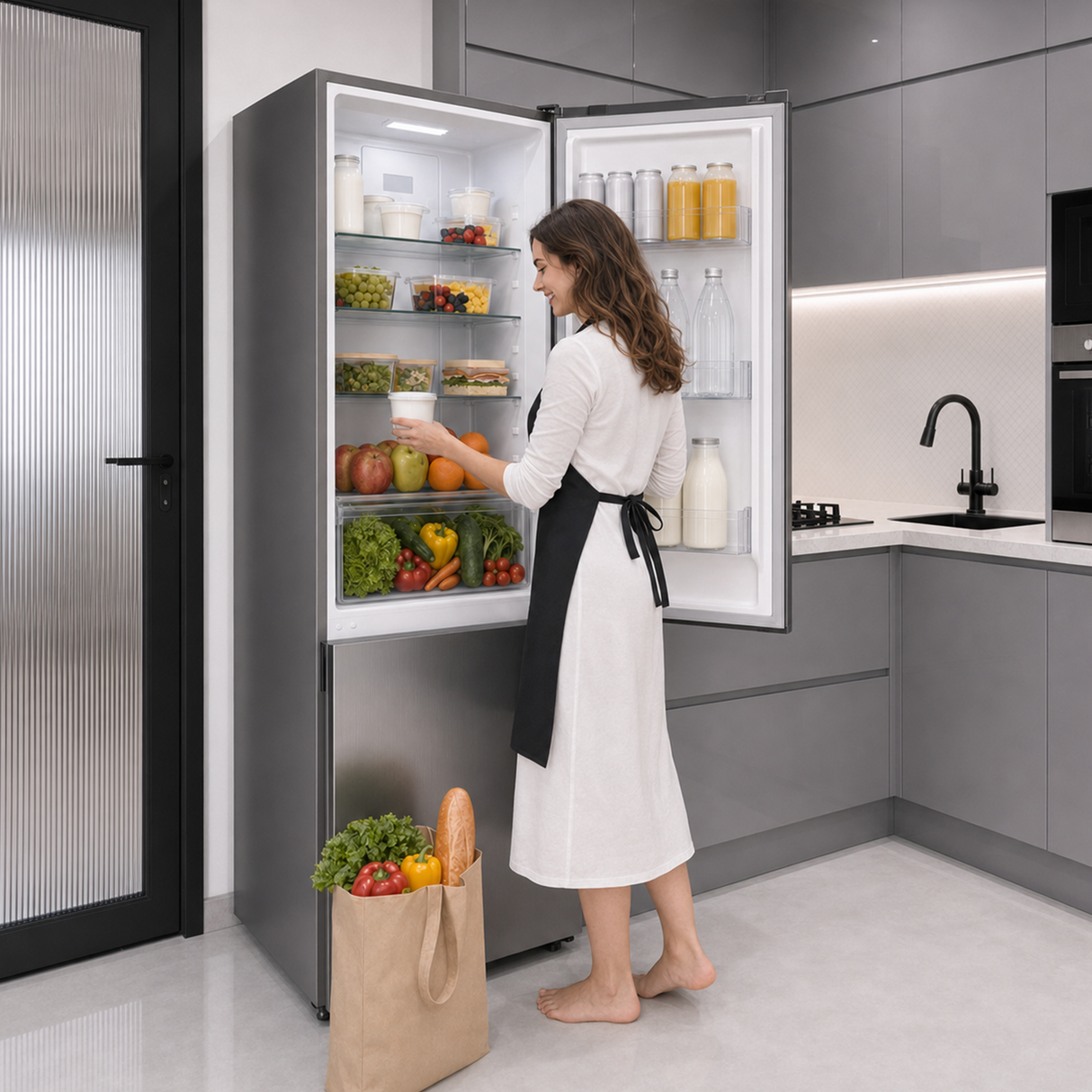 Frigo congélateur Heinner HCNF-HM253INVXD – 253 L – Total No Frost – compresseur inverter – Classe énergétique D – Commande électronique avec Thermostat réglable – Éclairage LED – inox – 5 ans de garantie