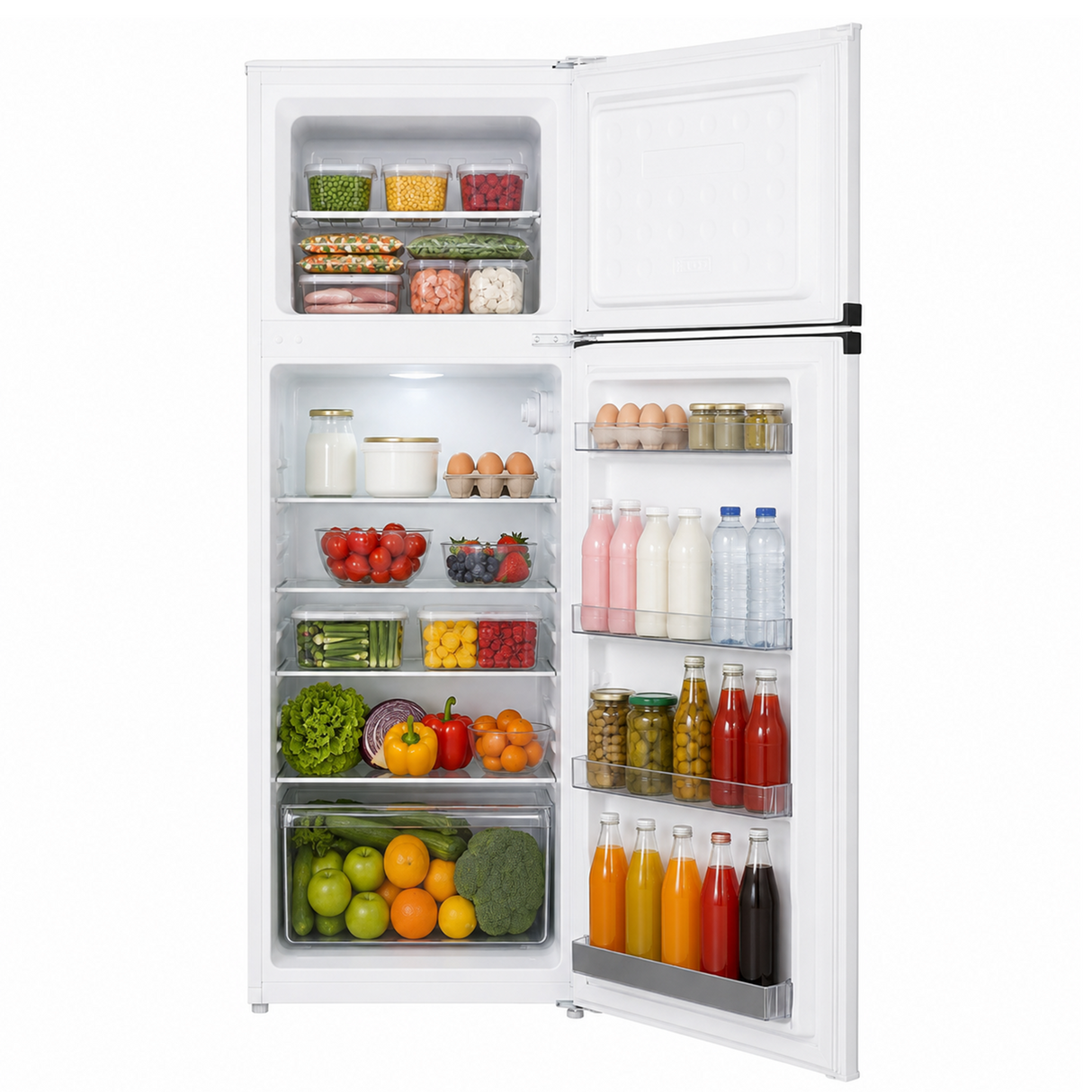 Frigo avec compartiment congélateur Heinner HF-HM248INVE++ – 248 L – compresseur inverter – Classe énergétique E – Thermostat réglable – Éclairage LED – Blanc – 5 ans de garantie