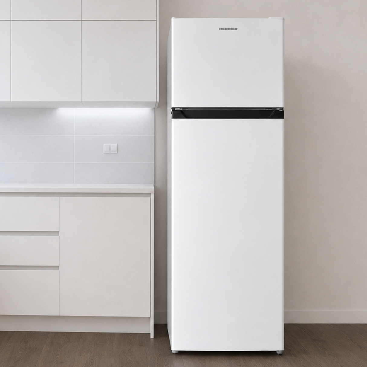 Frigo avec compartiment congélateur Heinner HF-HM248INVE++ – 248 L – compresseur inverter – Classe énergétique E – Thermostat réglable – Éclairage LED – Blanc – 5 ans de garantie