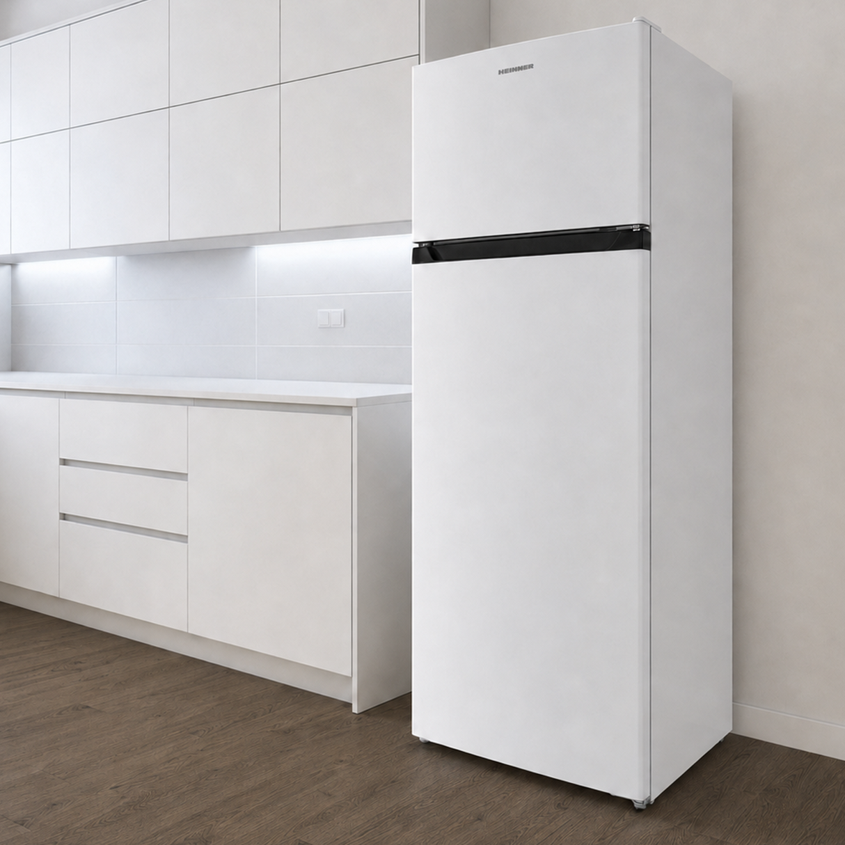 Frigo avec compartiment congélateur Heinner HF-HM248INVE++ – 248 L – compresseur inverter – Classe énergétique E – Thermostat réglable – Éclairage LED – Blanc – 5 ans de garantie