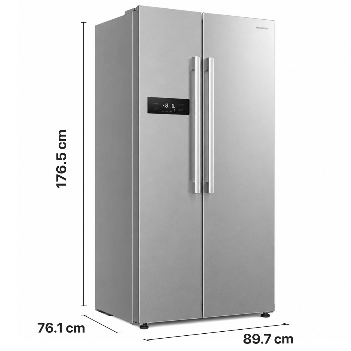 Frigo américain Heinner HSBS-M548NFINVXE – 548 litres – No Frost – inverter – classe énergétique E – inox