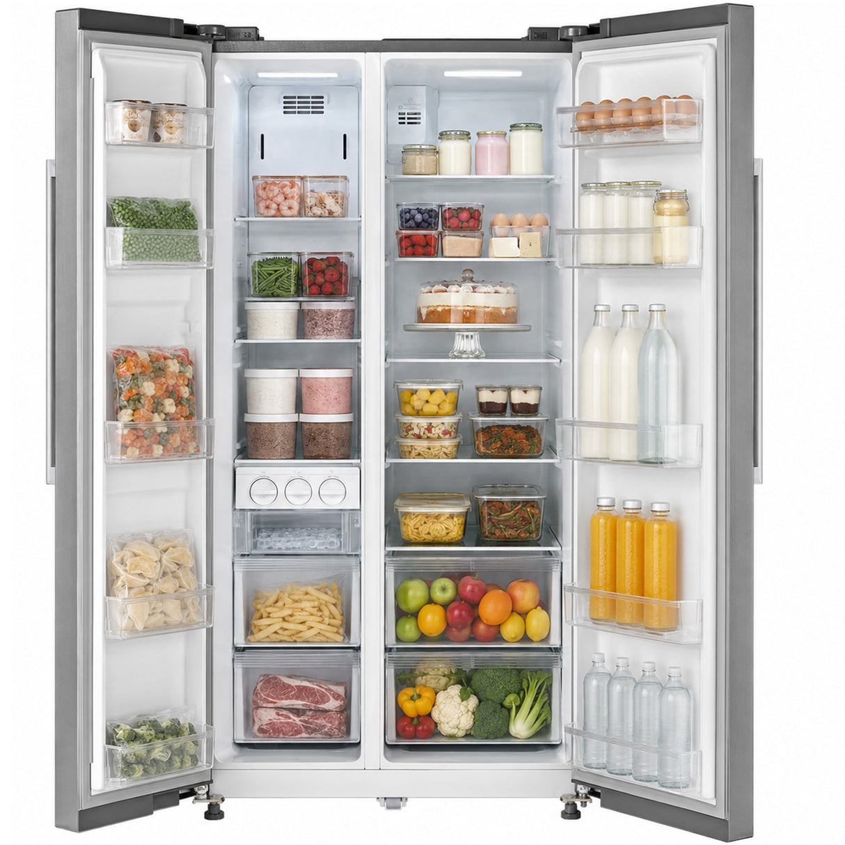 Frigo américain Heinner HSBS-M548NFINVXE – 548 litres – No Frost – inverter – classe énergétique E – inox