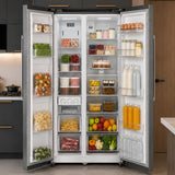 Frigo américain Heinner HSBS-M548NFINVXE – 548 litres – No Frost – inverter – classe énergétique E – inox