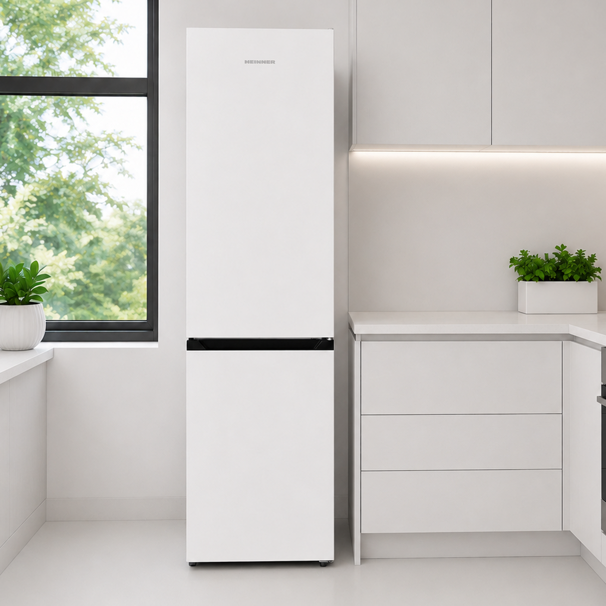 Frigo congélateur Heinner HCNF-HM253INVD – 253 L – Total No Frost – compresseur inverter – Classe énergétique D – Commande électronique avec Thermostat réglable – Éclairage LED – Blanc – 5 ans de garantie