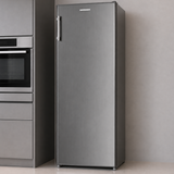 Frigo Heinner HF-HM242XE++ – 242 L – Classe énergétique E – Thermostat réglable – Éclairage LED – 4 clayettes en verre – Porte réversible – inox – 5 ans de garantie