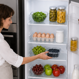 Frigo Heinner HF-HM242XE++ – 242 L – Classe énergétique E – Thermostat réglable – Éclairage LED – 4 clayettes en verre – Porte réversible – inox – 5 ans de garantie