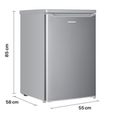 Frigo table top Heinner HF-HM127SE++ – 127 L – Thermostat réglable – Éclairage LED – Automatique Dégivrage – Porte réversible – Argent – 5 Ans de garantie