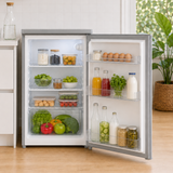 Frigo table top Heinner HF-HM127SE++ – 127 L – Thermostat réglable – Éclairage LED – Automatique Dégivrage – Porte réversible – Argent – 5 Ans de garantie