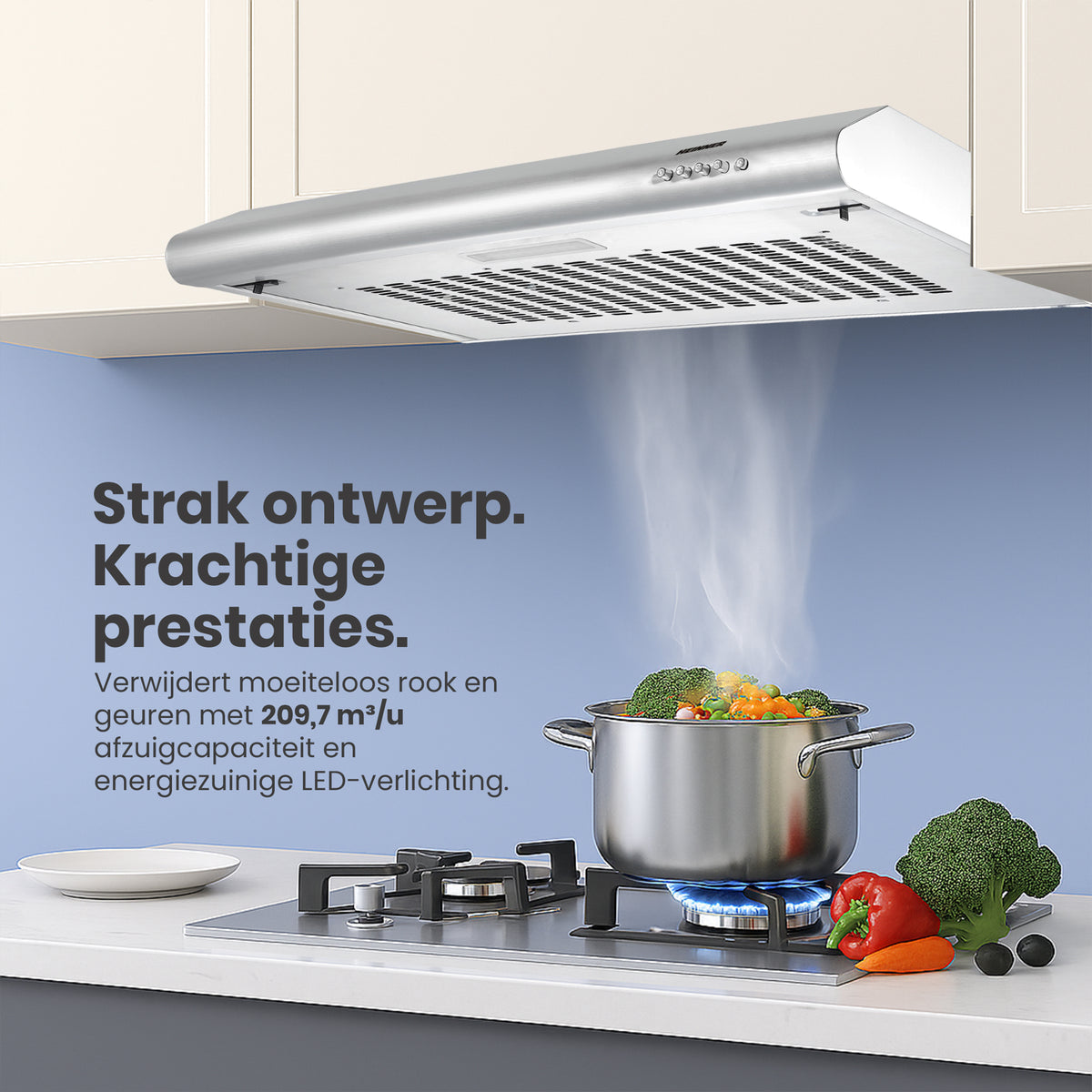 Heinner CH-201SS Afzuigkap 60 cm – 3 Snelheden – LED – Recirculatie – foto 2