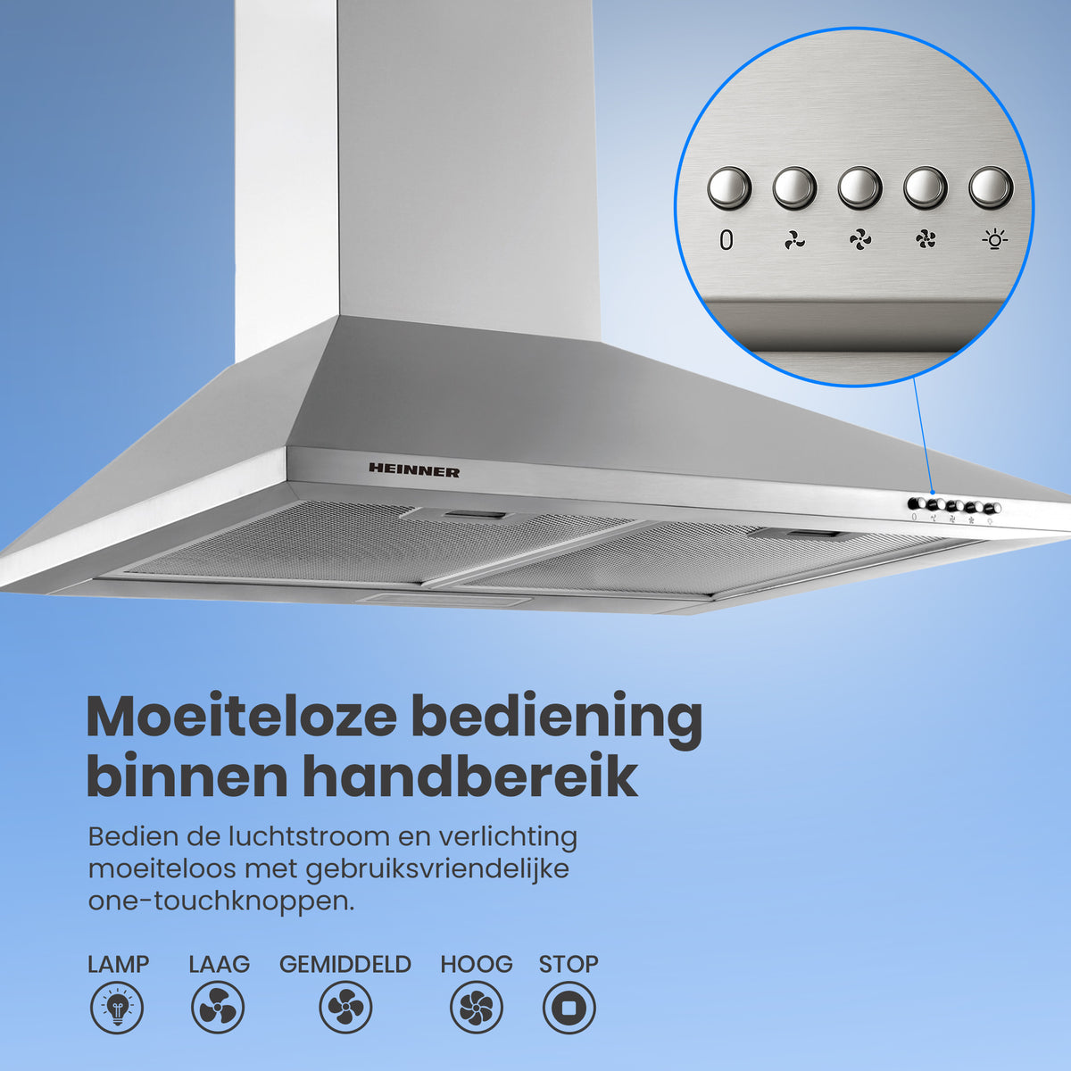 Heinner DCH-650GX afzuigkap – wandschouw – 60 cm – 3 snelheden – foto 3