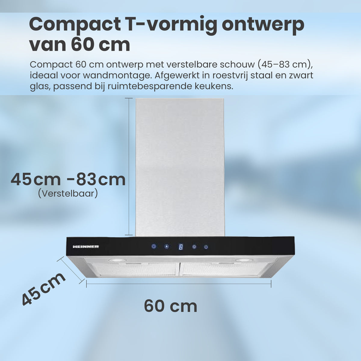 Heinner DCH-650TIX Wandschouw Afzuigkap 60 cm – 3 Snelheden – Touch – foto 5