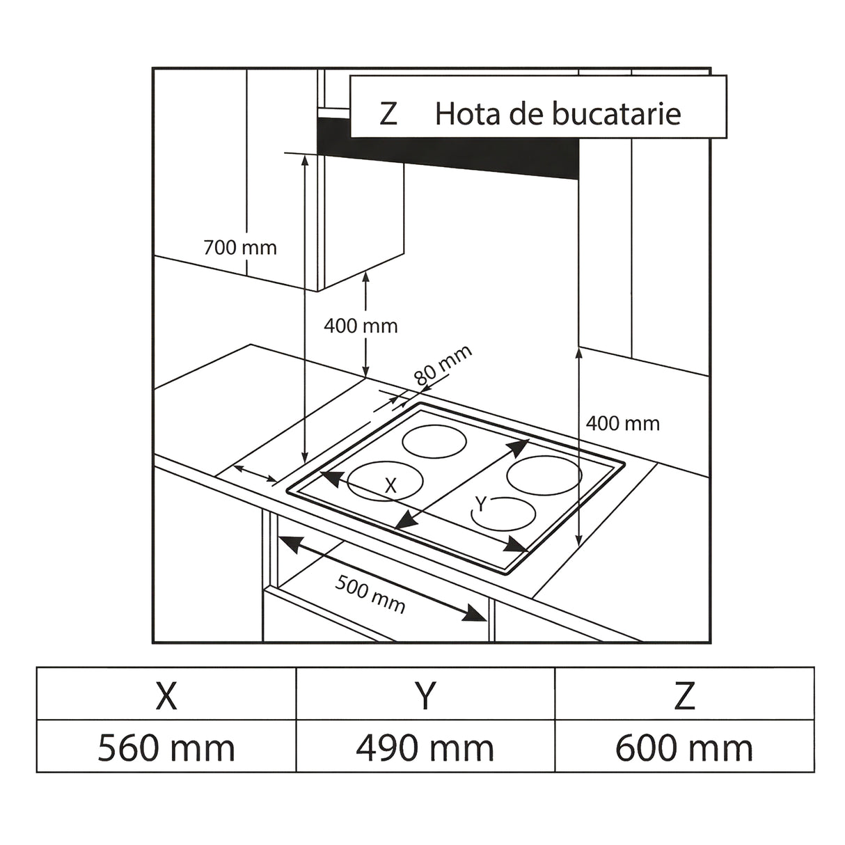 Heinner HBH-M495IWFIX Gaskookplaat 59 cm – 4 Branders – Wokbrander – Gietijzer