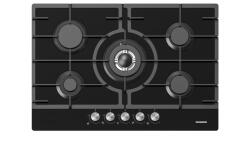 Heinner HBH-M705IWFGBK Inbouw Gaskookplaat 75 cm – 5 Branders inclusief Wok – Gietijzeren Pannendragers – Elektrische Ontsteking