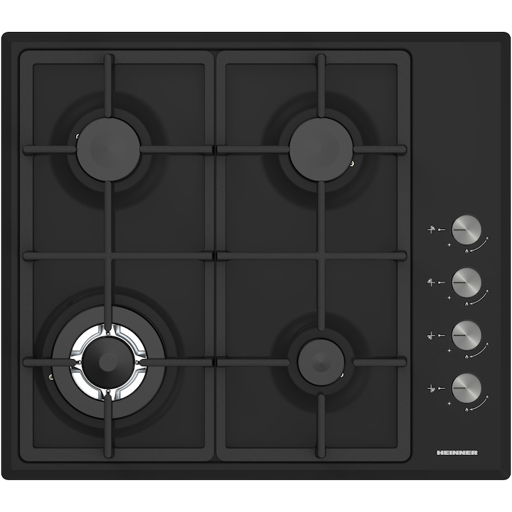 Heinner HBH-S4IWF-BK Inbouw Gaskookplaat – 4 Branders met Wokbrander – Elektrische Ontsteking