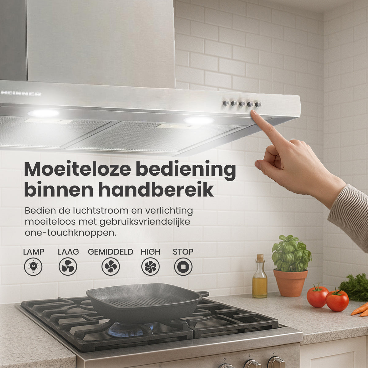 Heinner afzuigkap HDCH-660TSS – 60 cm – 3 snelheden – RVS – foto 3