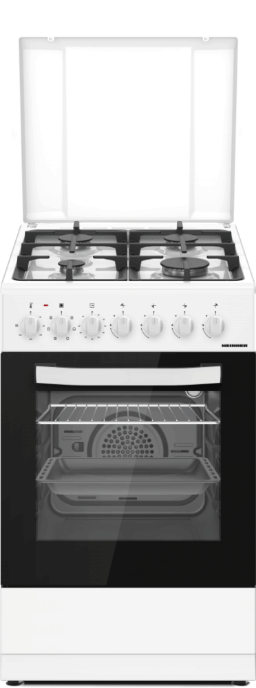 Heinner HFSC-S65MIXF-WH Gasfornuis – 4 Branders – Oven 6 Functies – Grill