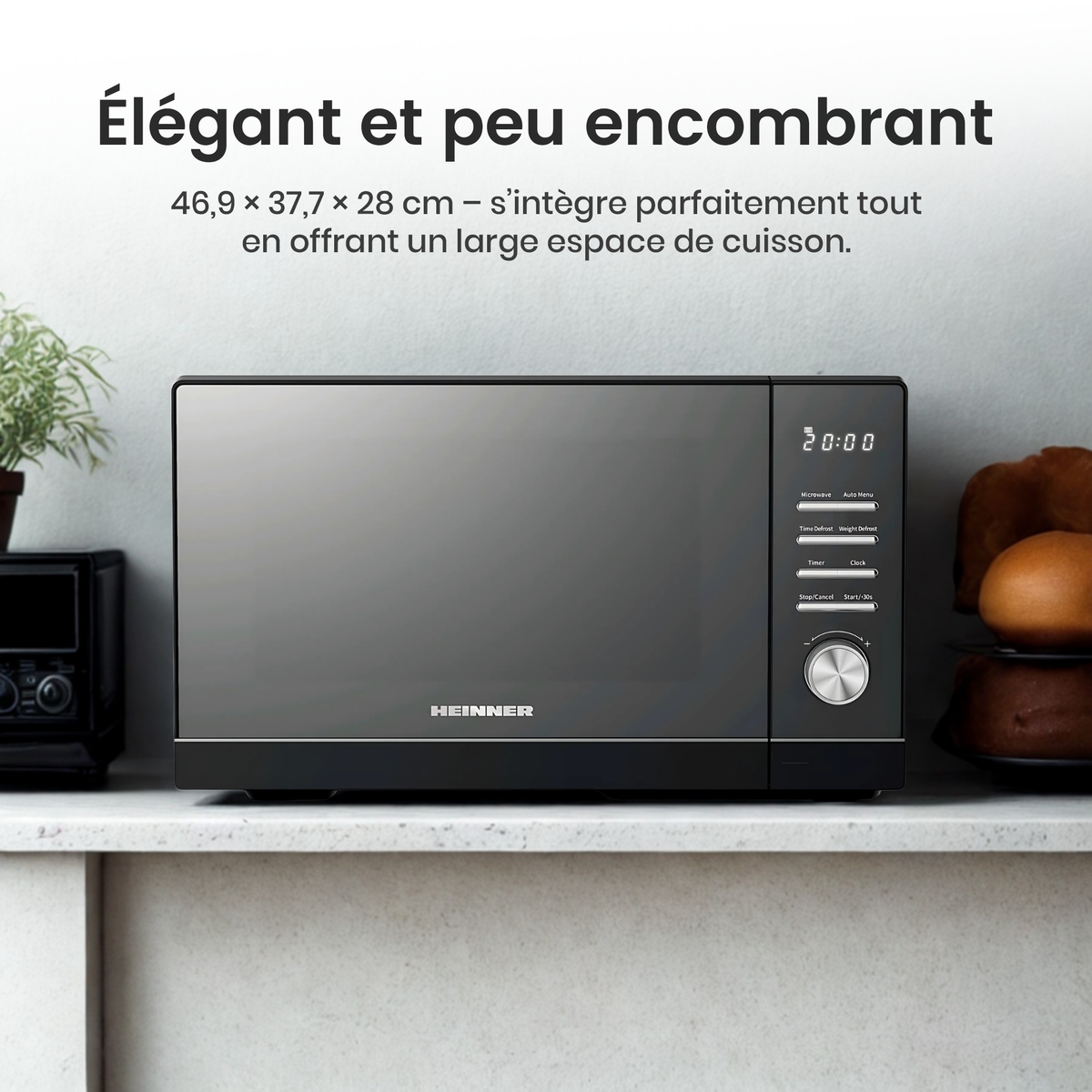 Heinner Microwave HMW-MD25DMRBK – 25 litres – 800 W – 8 automatic programmes – black – image 3